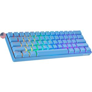 Geeky GK61 60% | Hot Swappable Mechanical Gaming Keyboard | 61 Keys Multi Color RGB LED Backlit for PC/Mac Gamer | ANSI US American Layout (Blue, Mechanical Speed Yellow)