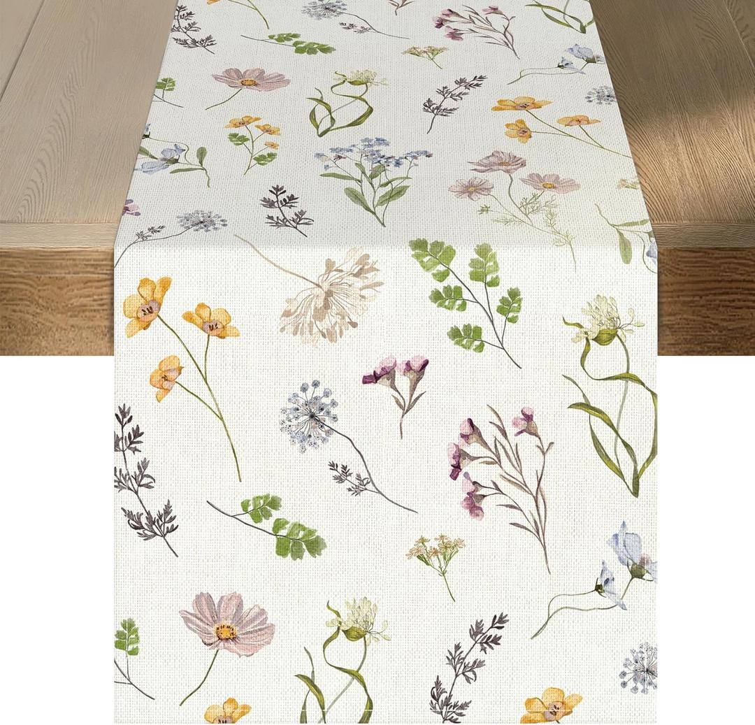 Audree Floral Table Runner - Wildflower Spring Runner 72 Inches Long - Elegant Farmhouse, Dining, Coffee Table Decor - Perfect for Spring, Easter, Party Decorations for Home