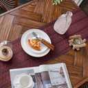 Macrame Table Runner Burgundy Boho Table Runners with Tassels Hand Woven Cotton Table Runner Rustic Farmhouse Table Runners for Bohemian Kitchen Dining Table(12x36in)