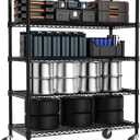 Garage Shelving 5 Tier Industrial Metal Shelving Units for Commercial, Basement, Pantry, Warehouse, School, Black Heavy Duty Easy Assembly 23.6" D x 53.2" W x 73.6" H