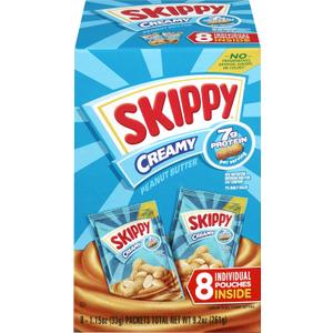 SKIPPY Creamy Peanut Butter Individual Squeeze Packs, 9.2 Ounce, (8 Pouches, Pack of 8) BBD:07-14-26
