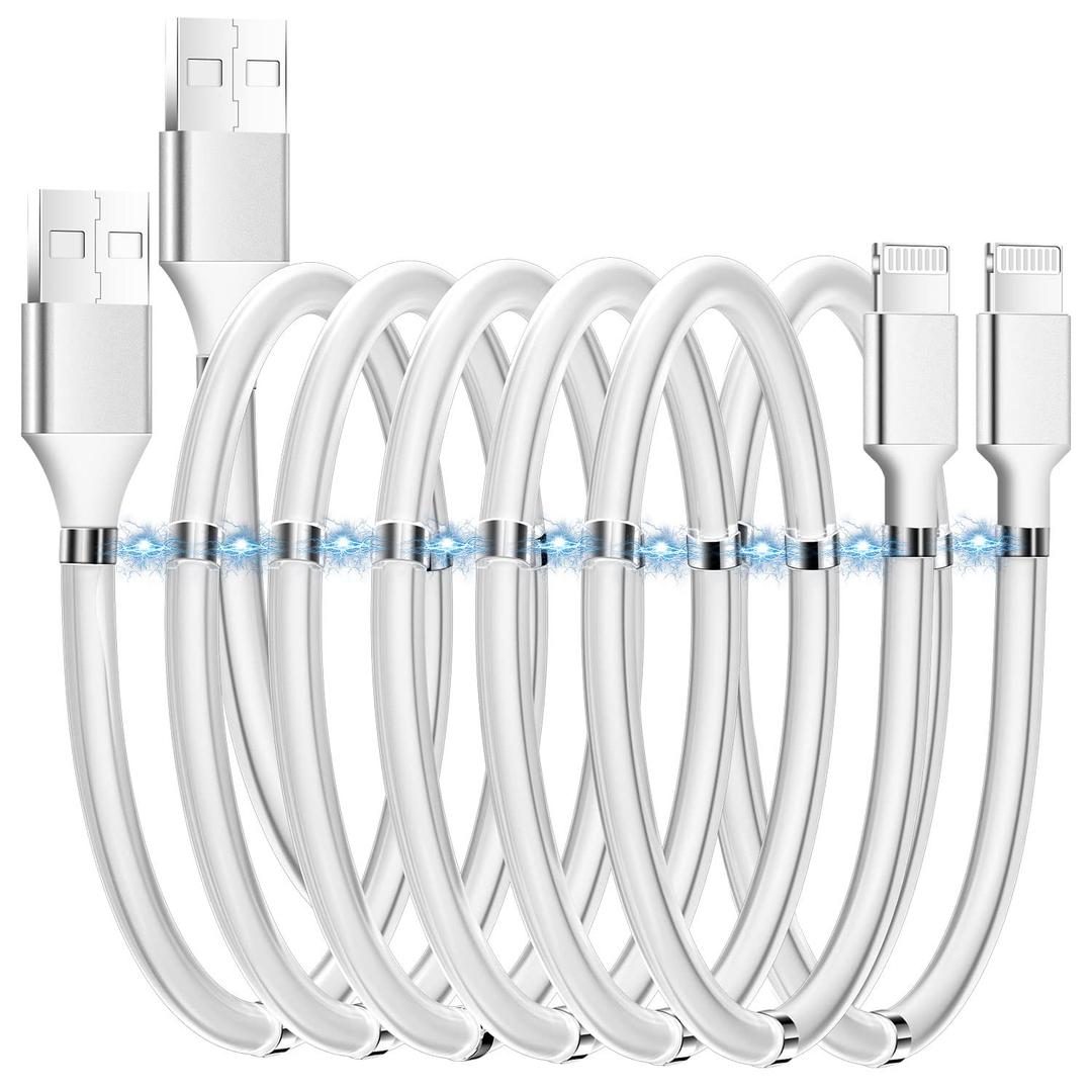 AICase Magnetic Charging Cable, (3FT+6.5FT) Super Organized Charging Magnetic Absorption Nano Data Cable for Phone 14/13/12/11/XS/XS Max/XR/X/8/8 Plus/7/7 Plus/6s/6s Plus/6/6 Plus/SE