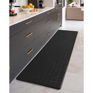 Color&Geometry Anti Fatigue Cushioned Kitchen Floor Mats,17"X94",Long Runner Rug Non Slip Waterproof,Memory Foam Padded Standing Mat for Front Sink,Black