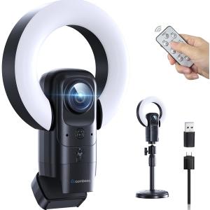 4K Webcam with Light, Web Camera with Microphone, Plug and Play, USB HD Computer Web Cam, 1080P Auto-Focus, 73°FOV PC Camera for Zoom Skype Teams, Desktop, Black