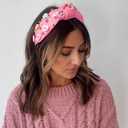 2 Pack Valentines Day Headbands for Women Girls Knot Jeweled Rhinestone Hair Accessories Pink Red Heart Clothes Outfit Gifts