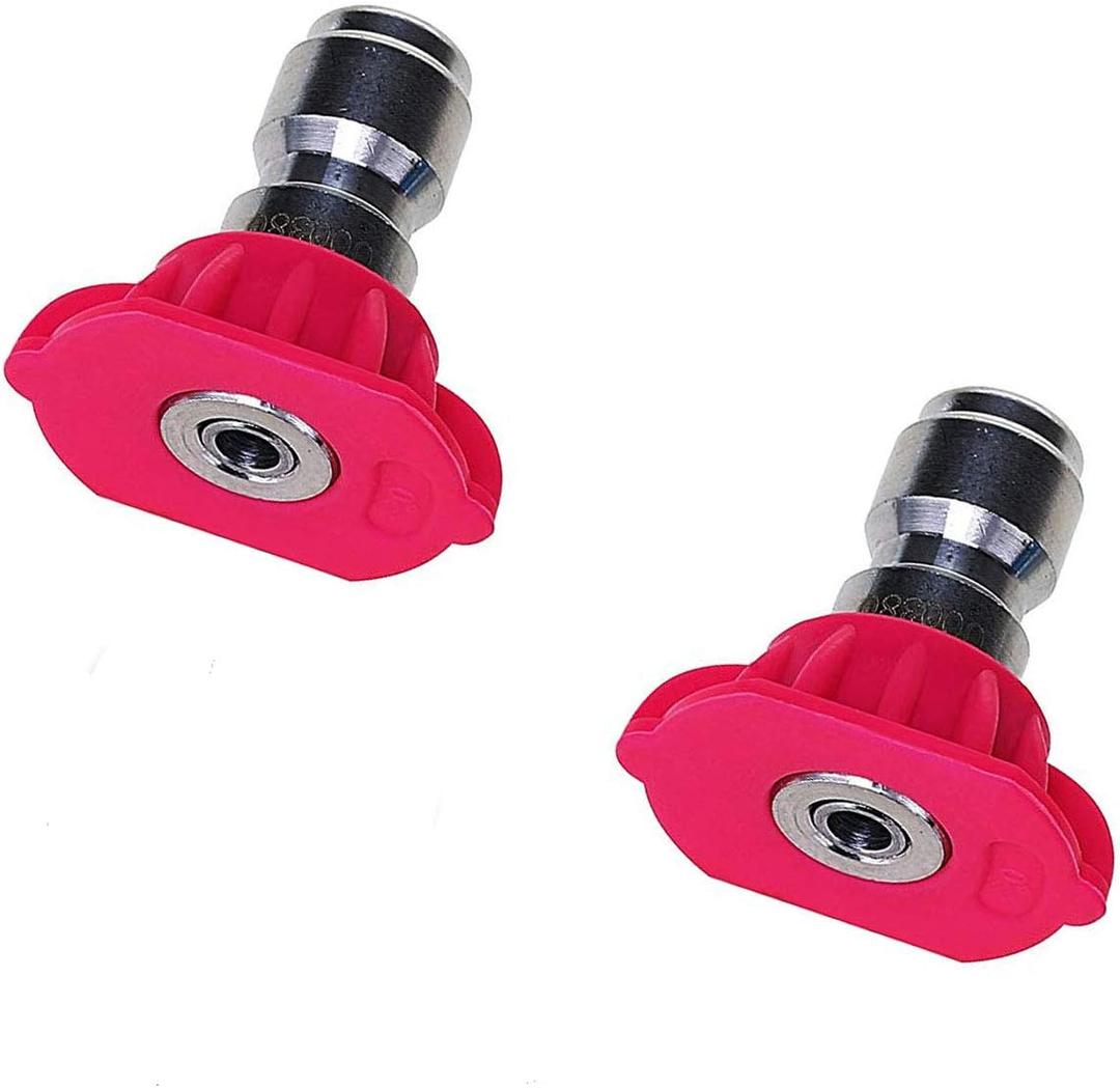 2Pcs 0 Degree Large Aperture Pink Color Pressure Washer Accessories Kit Spray Nozzle Tips uick Connecting Pivoting Coupler 1/4 inch