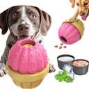 Frozen Treat Dispensing Dog Toy for Aggressive Chewers, Indestructible Chew Toys, Slow Puzzle Feeder for Small Medium Large Breed to Keep Them Busy, Reduces Anxiety, Easy to Clean, Pink