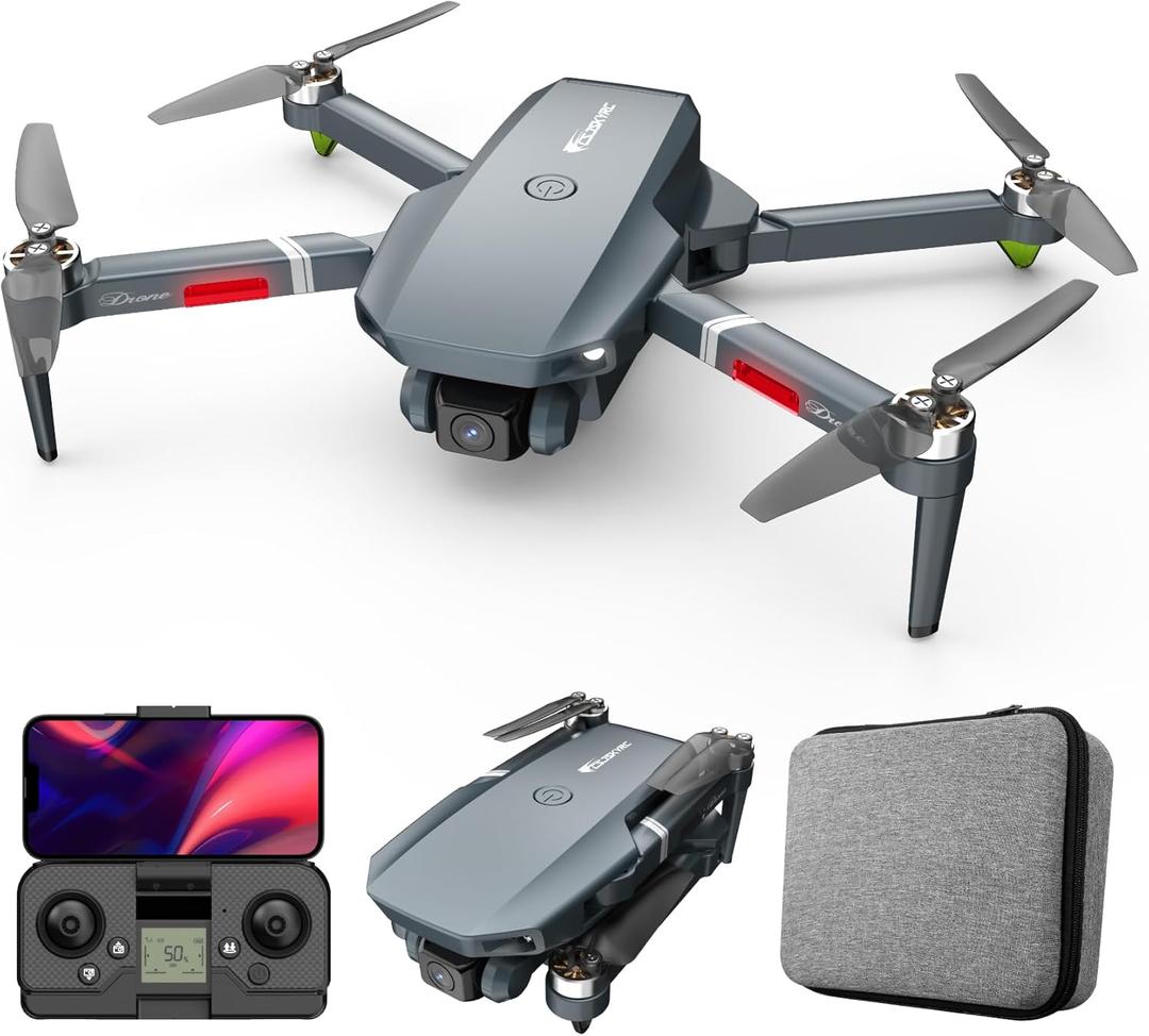 FPV Drone with 2 Camera for Adults, Foldable WIFI RC Quadcopter Remote Control Airplanes Kit with 2 Batteries, Advanced Brushless Motors, Long Range Video Transmission, 3D Flip, Auto Return Home, APP Control (Gray)