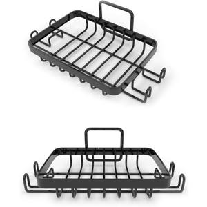 Black Soap Dish for Shower 2 Pieces, Suction Cup Square Shower Soap Holder - 201 Stainless Steel Black Soap Saver - Comfortable Essential for Apartment, Home and Dormitory (6.69'x3.54'x2.17')