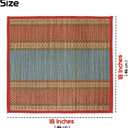 Natural River Grass Handcrafted Pooja Meditation Prayer Floor Mat Set, Multicolor Striped Pattern, 18x18 Inches, (Set of 2)