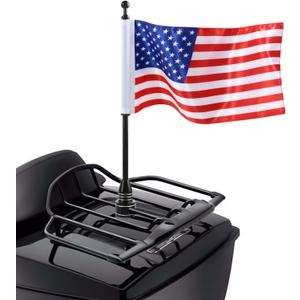 American Flag USA With Black Motorcycle Flag Pole Mount For Harley Davidson Honda Goldwing CB VTX CBR Yamaha - Fits 1/2" Round Luggage Rack