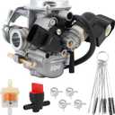 KIPA Carburetor For Ruckus 50 NPS NPS50 NPS50S AC 2008-2019 With Fuel Filter Gas Fuel Petcock Valve & Carbon Dirt Jet Cleaner Tool Kit