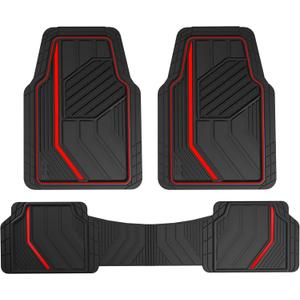 Dickies 3-Piece DuraSport Floor Mats, Heavy-Duty Mats for Cars, Trucks, SUVs  Black/Red