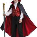 Kids Vampire Costume for Boy, Halloween Costumes Dress Up Role Play Set (Medium)