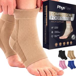 Compression Socks 20-30mmHg for Plantar Fasciitis, Achilles Tendonitis Relief - Ankle Compression Sleeve for Heel Spurs, Foot Swelling & Fatigue - Arch Support Brace for Everyday Use (1 Pair) (Small, Beige)