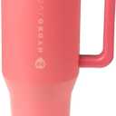 HydroJug Traveler - 40 oz Water Bottle with Handle & Flip Straw - Fits in Cup Holder, Leak Resistant Tumbler-Reusable Insulated Stainless Steel & Rubber Base - Gifts for Women & Men, Salmon