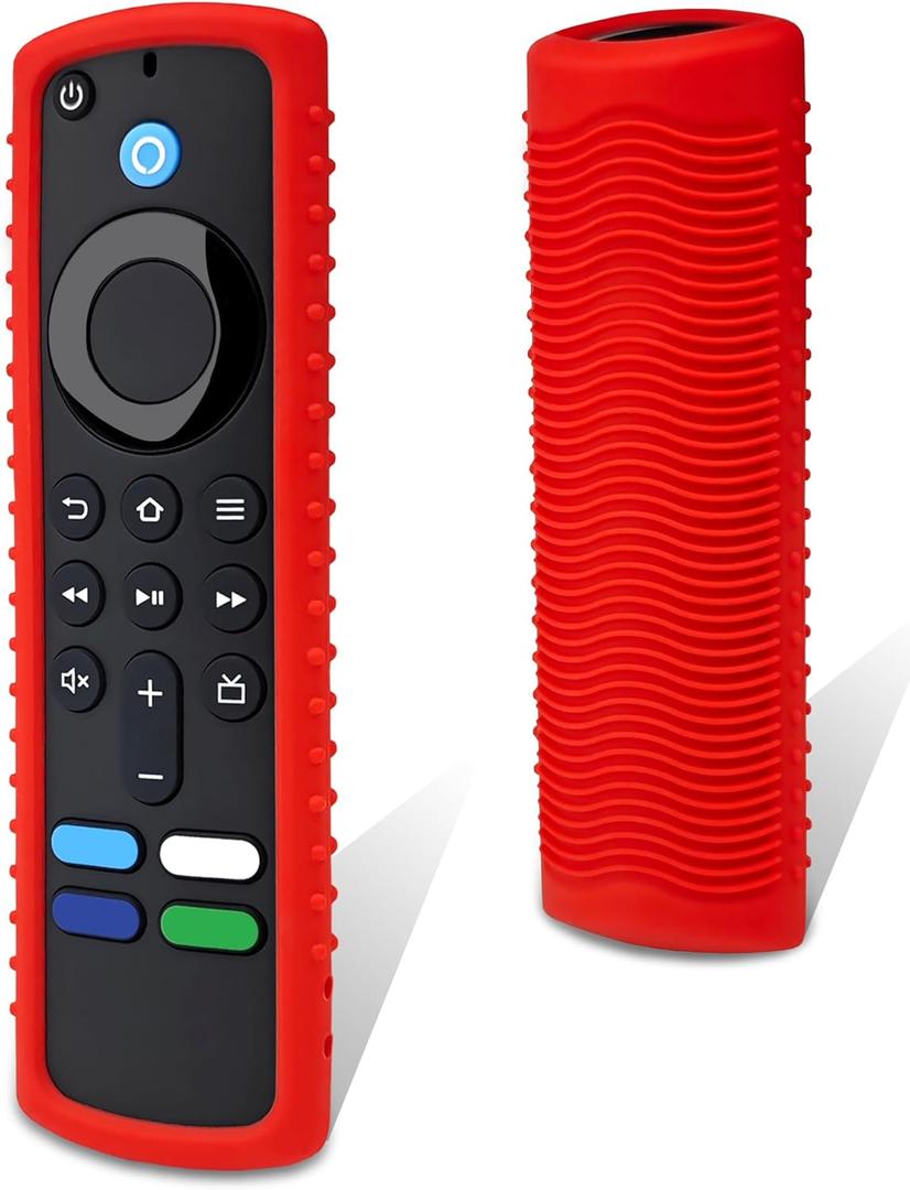 Protective Cover for Fire TV Stick Remote, Friendly Silicone Material, DropProof, DustProof, Washable, Compatible with Most Models of Fire Stick 4k Voice Remote Case, Fire TV Remote Skin(Red)
