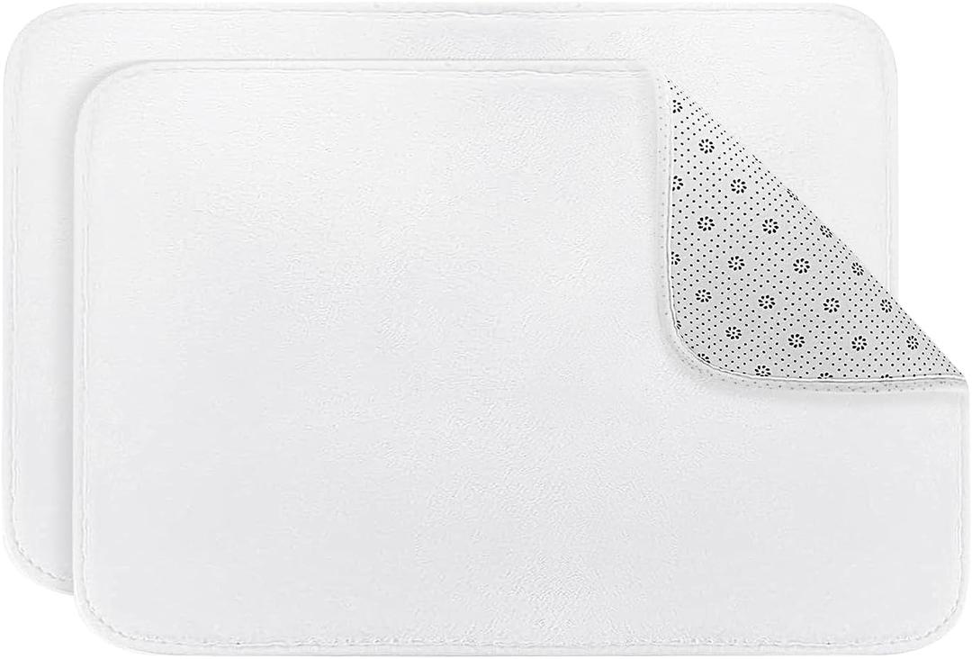 Jippedea Sublimation Blank Door Mats,2 Pack 23.6 x 15.7 Inch Heat Transfer Welcome White Mat,Dye Blanks Products Polyester Doormats for Bedroom Bathroom Entrance Non Slip Absorbent