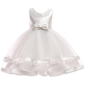 Baby Pageant Dress Toddler Girls Tutu Gown Flower Wedding Dresses, White 4-5T