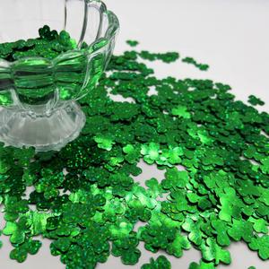 Thousands Pcs Green Confetti Glitter St. Patrick's Day Lucky Clover Shamrock Cutouts Glitter Irish Table Scatters for St. Patrick's Decorations (Shining Green)