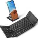 Samsers Foldable Bluetooth Keyboard with Touchpad, Full-Size Wireless Folding Keyboards with Holder, Rechargeable Portable Travel for iOS Windows Android Mac OS, Support 3 Devices (BT5.1 x 3)