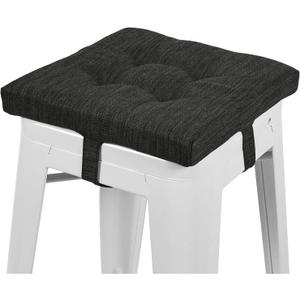 baibu 12 Inches Square Seat Cushion, Super Soft Bar Stool Square Seat Cushion with Ties- One Pad Only, Gray-Black (12'' (30CM))