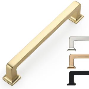9BUILD 5 Inch(128MM) Hole Centers 10 Pack Brushed Brass Cabinet Pulls Kitchen Brushed Gold Cabinet Handles Cabinet Hardware Kitchen Handles for Cabinets Cupboard Handles Drawer Pulls