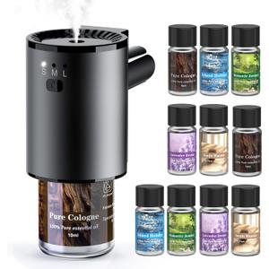 Car Air Freshener, Smart Car Air Freshener for Vent Clips, 1200 Sprays Per Charge, Car Fresheners with Auto On/Off, 5 Scents, 10 Refill Bottles (1Pack)