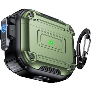 Chicfun Armour Lock for AirPods 3rd Generation Case with Secure Lock & Keychain, Compatible with MagSafe [360 Heavy Duty Protective] AirPods 3rd Case Hard Protective Locking Cover Green