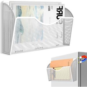 Magnetic File Holder 1 Pockets File Folder Organizer, Office Hanging Magazine Rack for File Cabinets, Magnetic Paper Holder, No Drilling Mail Organizer for Refrigerator, Office