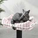 Modern Scratching Post for Indoor Cats - 15 High Cat Scratching Post with Bed Breeds - 15.7 x 11.6 Removable & Washable Cushion (Black Post with Pink Bed)