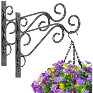 ZEECER Outdoor Hanging Bracket, 10-inch Rust-Proof Metal Plant Bracket, Wall Mount Plant Hangers Outdoor Indoor Hanging Plant Hooks for Hanging Baskets Plant Lantern Bird Feeder 2 Pack