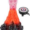 Uniclife Aquarium Volcano Ornament Kit, Colorful LED Light Decor for Fish Tank, Landscape Addition and Oxygenation, Realistic Resin Volcanic Decoration with Air Stone Bubbler