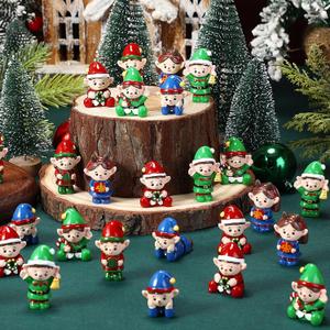 Wesiti 60 Pcs Mini Resin Christmas Elf Figurines Miniature Cute Christmas Elves Statues Bulk Tiny Resin Xmas Ornament to Hide Stocking Stuffer Gift for Kids DIY Craft Table Garden Holiday Party Decor
