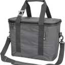 CleverMade Collapsible Insulated Cooler Bag  30 Can Leakproof Soft Cooler for Beach, Travel, Car  Shoulder Strap, Bottle Opener - Heather Cool Gray/Shadow Gray