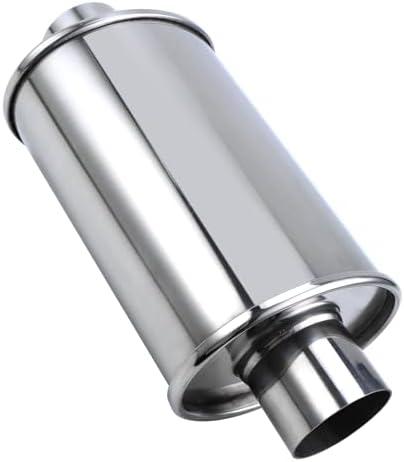Autarboor 3" Inlet Ultra Quiet Resonator, 304 stainless steel resonator 3'', 3" Outlet 14" Overall Length Universal Sliver Oval Performance Muffler Resonator