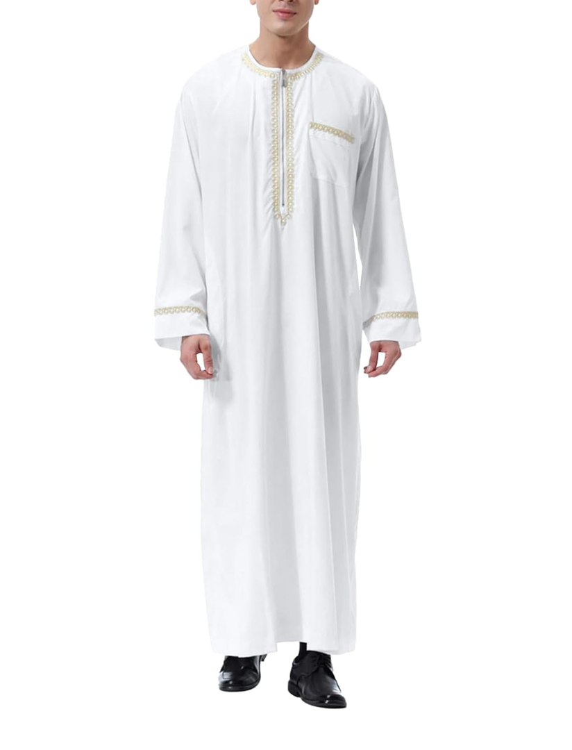 LVCBL Kaftan for Men Long Sleeve Mens Thobe Big And Tall Muslim Clothes Dubai Caftan Gown, 7-8 Y