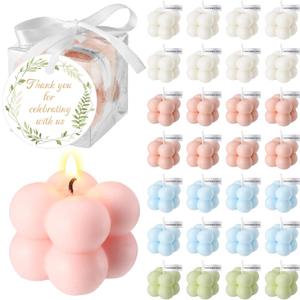 MTLEE 40 Sets Wedding Favors Gift for Guest, 1.6 Small Bubble Candles Bulk with Greeting Card Ribbon Box Aesthetic Mini Scented Candles Party Favors Thank You Guest Gifts for Bridal Shower Party