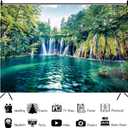 12x10ft Nature Green Jungle Waterfall Backdrop Woodland Spring Summer Forest Lake Mountain River Wedding Photography Background Rustic Natural Landscape Outdoor Video Shoot Vinyl Studio Props