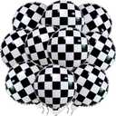 12 Pack 18 Inch Checkered Racing Balloons Helium Foil Mylar Black and White Checkered Balloons for Race Car Themed Party Birthday Festival Decorations Supplies