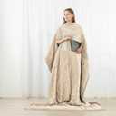 Two-Sided Quilt Hand Through Oversize Blanket Flannel Fleece Wearable Cozy Blanket for Women Japan Design