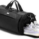 TOPDesign Gym Bag for Women & Men, Unisex Duffel Bag with Shoe Compartment & Wet Pocket for Travel Sports Gym (M Black)
