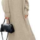 Saodimallsu Womens Oversized Sweater Dress Mock Neck Long Sleeve Casual Warm Chunky Knit Fall Winter Maxi Dresses (Khaki) XL