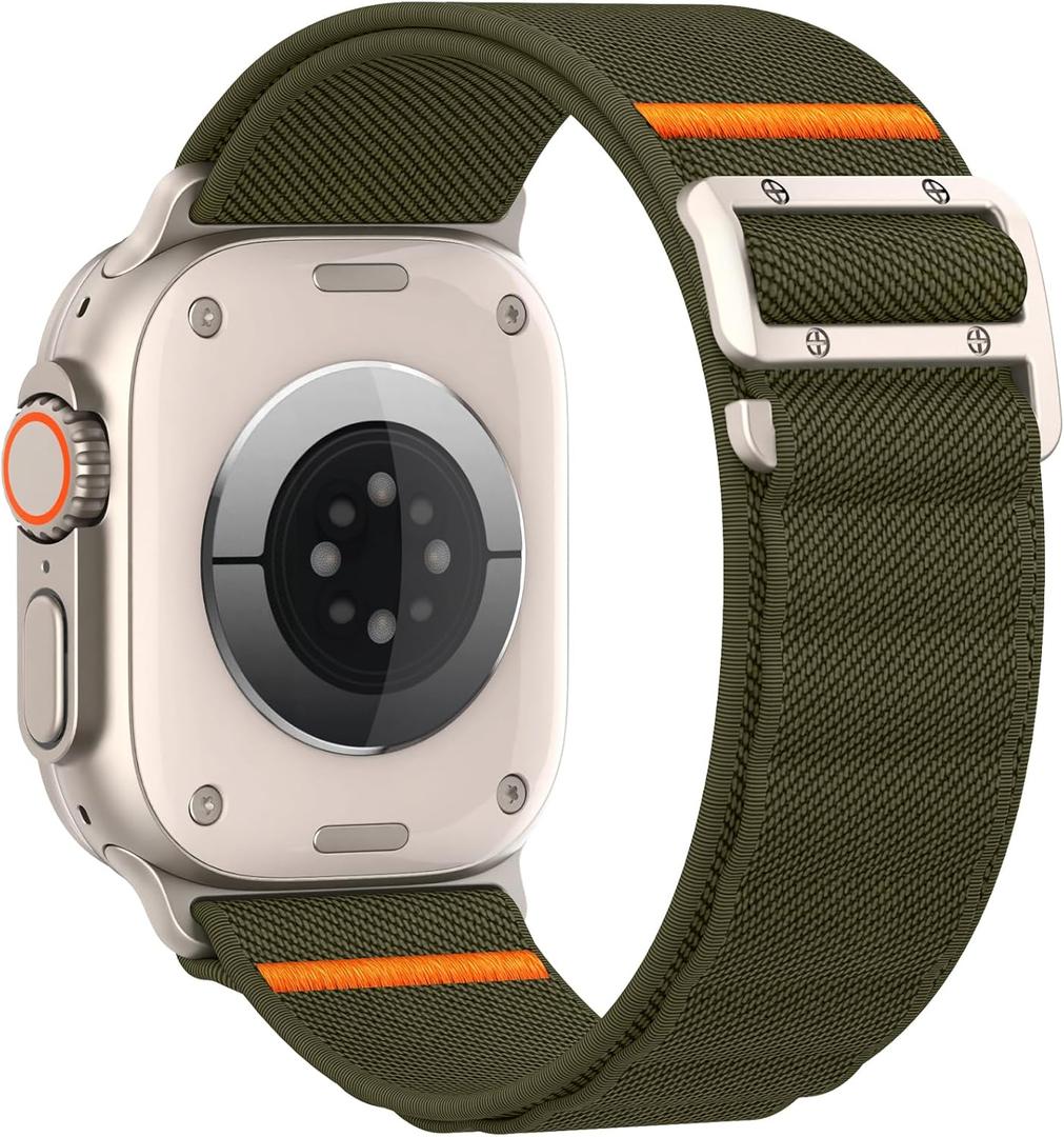 Sport Band Compatible with Apple Watch Ultra 3/2/1 Band 49mm 46mm 45mm 44mm 42mm 41mm 40mm 38mm Men Women, Stretchy Nylon Loop Strap with G-Hook for iWatch Series Ultra 11 10 SE 9 8 7 6 5 4 3