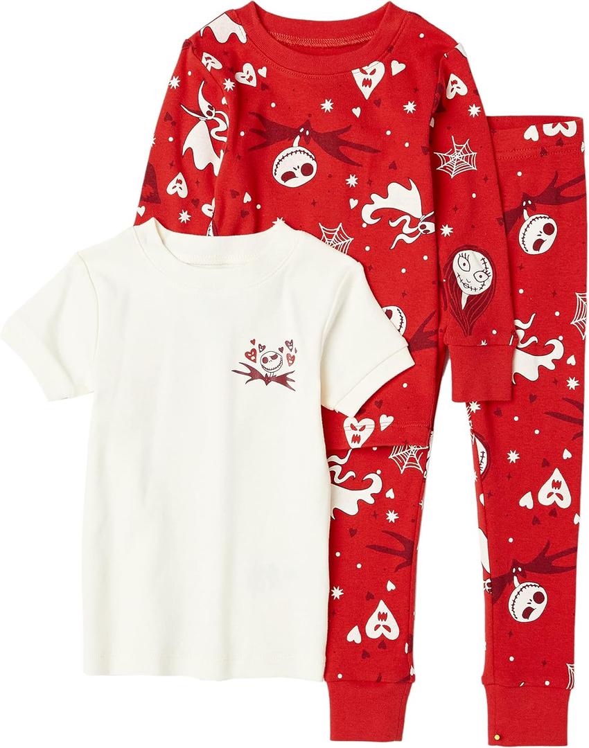 Amazon Essentials Disney | Marvel | Star Wars Boys and Toddlers' Snug-Fit Cotton Pajama Sleepwear Sets, Multipacks (2T, Nightmare Valentine - Kids)