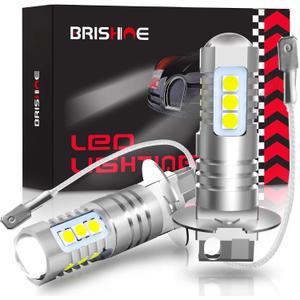 H3 LED Fog Light Bulbs 6000K Xenon White, Extremely Bright 3030 Chips H3 LED Bulbs with Projector for Car Fog Lights, Daytime Running Lights DRL(Pack of 2)