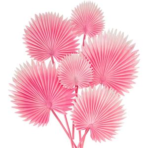 DILATATA 6 Pcs PU Foam Pink Artificial Palm Leaves for DIY Wedding Bouquets, Centerpieces, Arrangements, Bridal Shower, and Home Decor