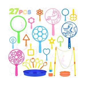 27 Pcs Big Bubble Wands Toys Set, Giant Bubble Wands with Tray for Kids Summer Outdoor Toys Bubbles Party Favors Bubbles Maker Bulk for Kids Toddlers Boys Girls Age 3 4 5 6 7 8+