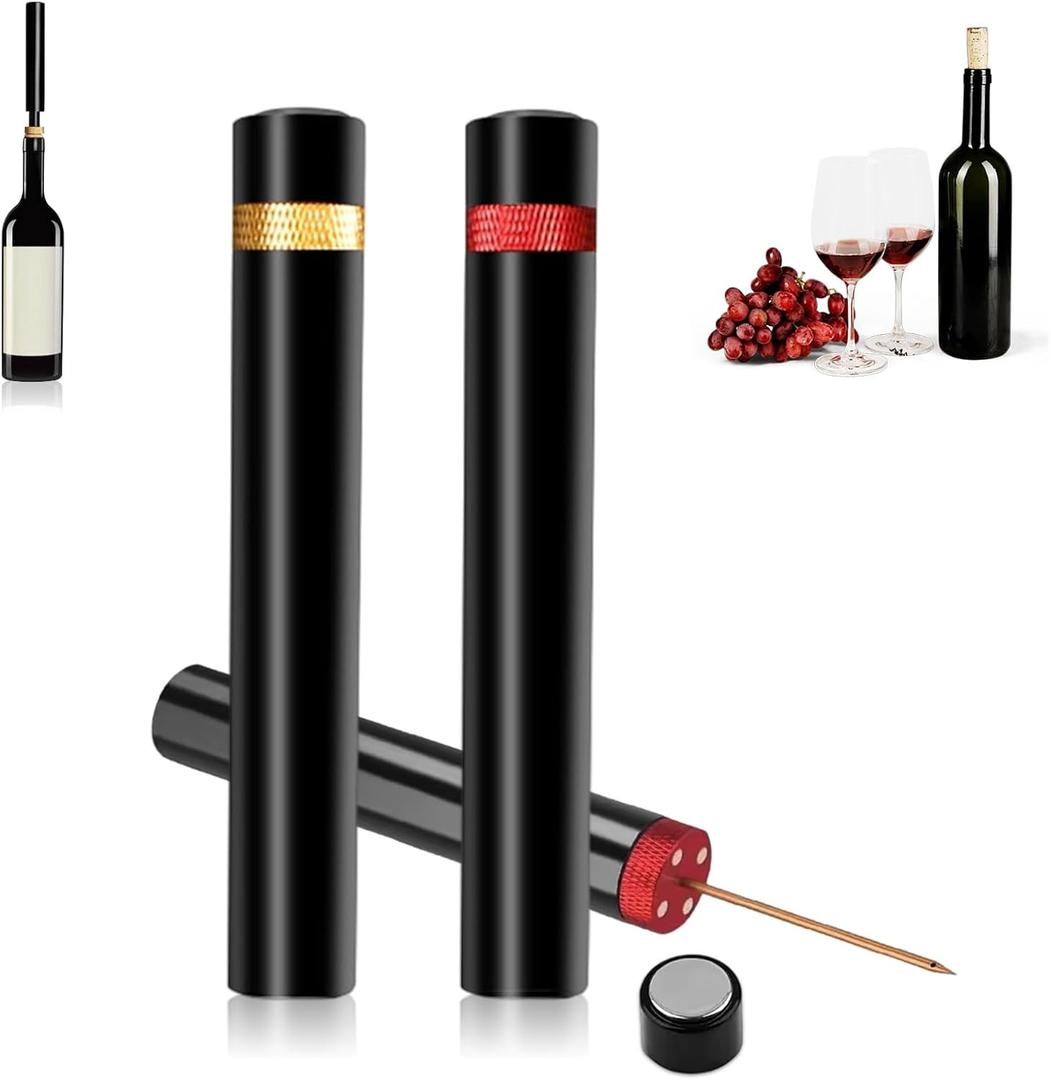 2pcs Arropop Wine Opener, Travel Portable Pocket Air Pressure Pump Bottle Open for Home Restaurant Party (Golden+Red)