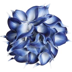 IPOPU 24PCS Real Touch Blue Calla Lily Faux Flowers Arrangement Bouquet for Home Garden Office Party Wedding Bouquet Centerpieces Flower Home Decoration